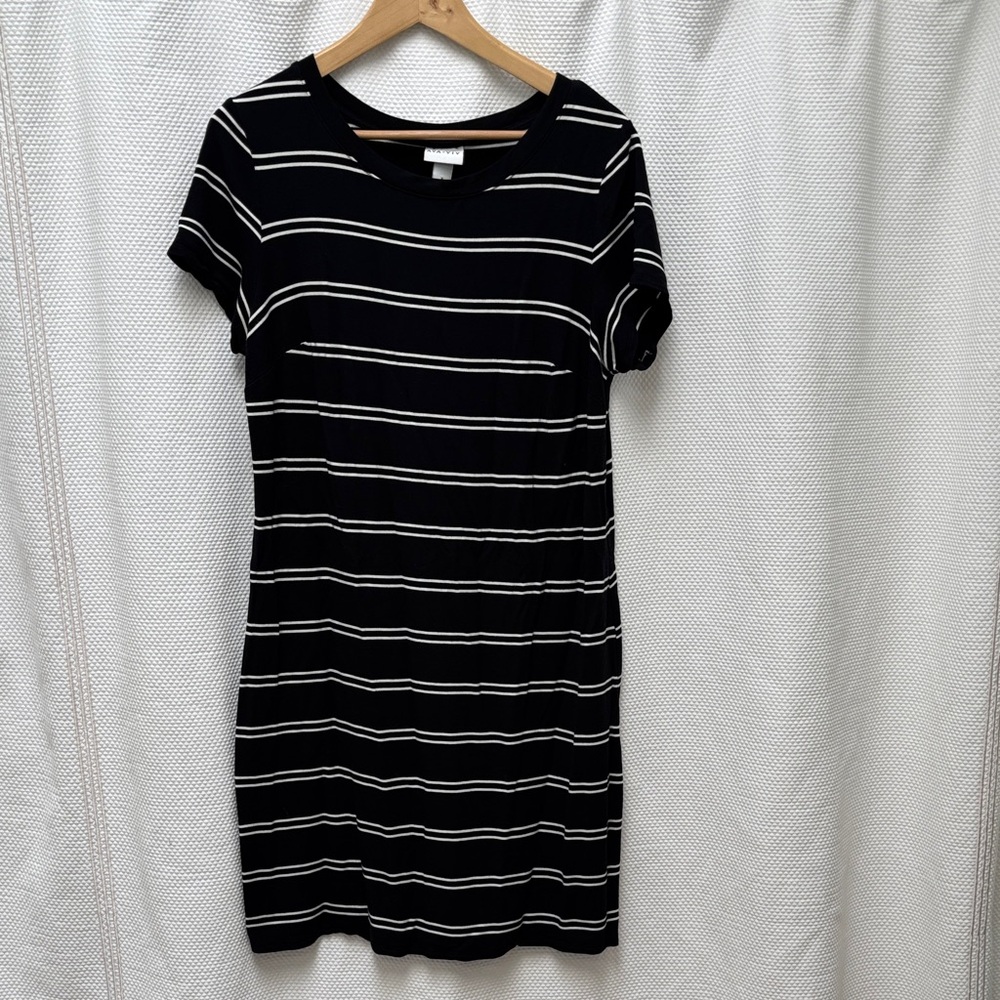 Ava & Viv Black and White Striped Mini Dress